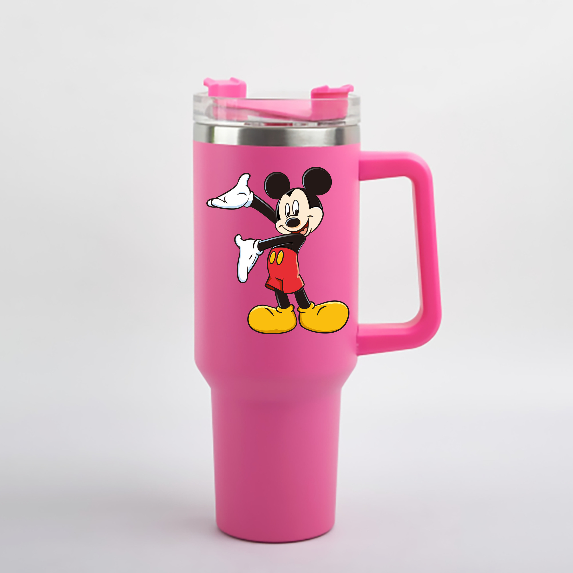 （画像用） ミッキーマウス Mickey Mouse 1200mL車用タンブラー - クリスタルステッカー（プラスチックストロー付き）